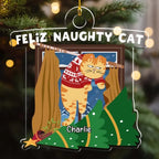 Feliz Naughty Cat - Personalized Custom Acrylic Ornament 724755 - DiyGiftly