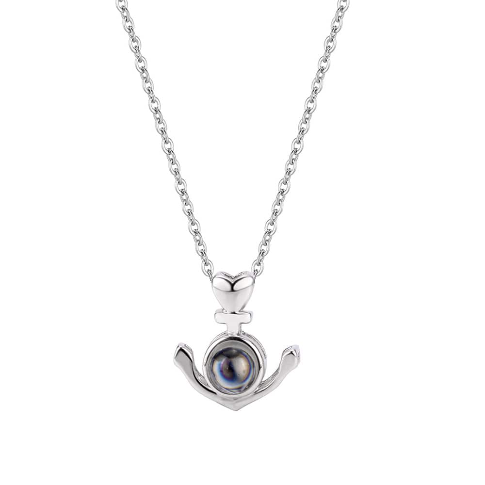 Personalized Anchor Projection Necklace with Heart 925 Sterling Silver