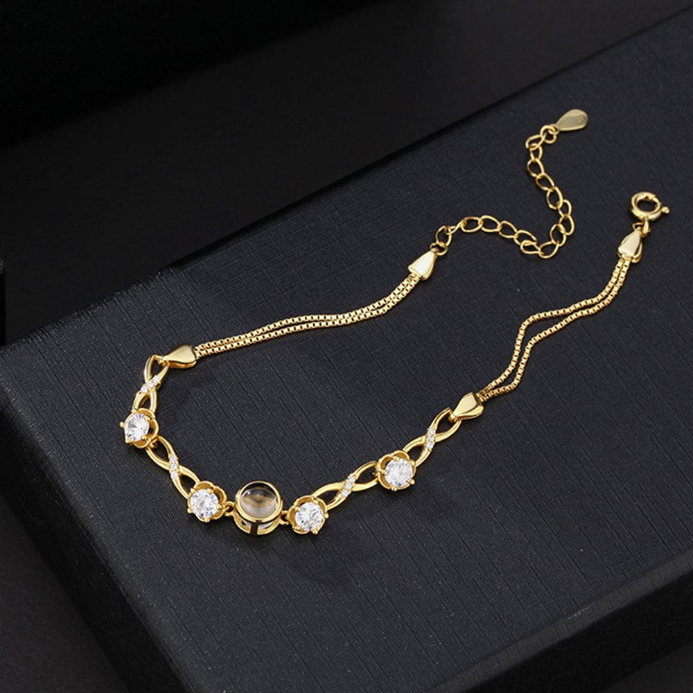 Custom Flower Photo Projection Bracelet 925 Sterling Silver