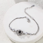 Custom Double Heart Projection Bracelet 925 Sterling Silver