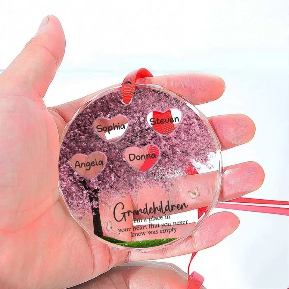 fill a place in your heart glass ornament personalized names mothers day gift for grandma