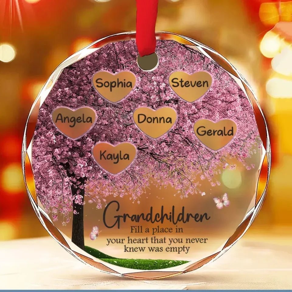 fill a place in your heart glass ornament personalized names heartfelt keepsake mothers day gift for grandma