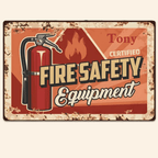Fire Safety Warning Metal Sign Personalized Aluminum Plaque wall decor close view