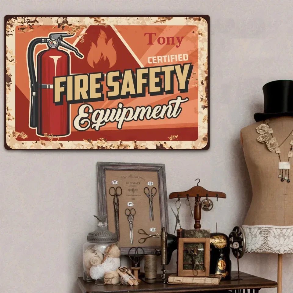 Fire Safety Warning Metal Sign Personalized Aluminum Plaque wall decor main image