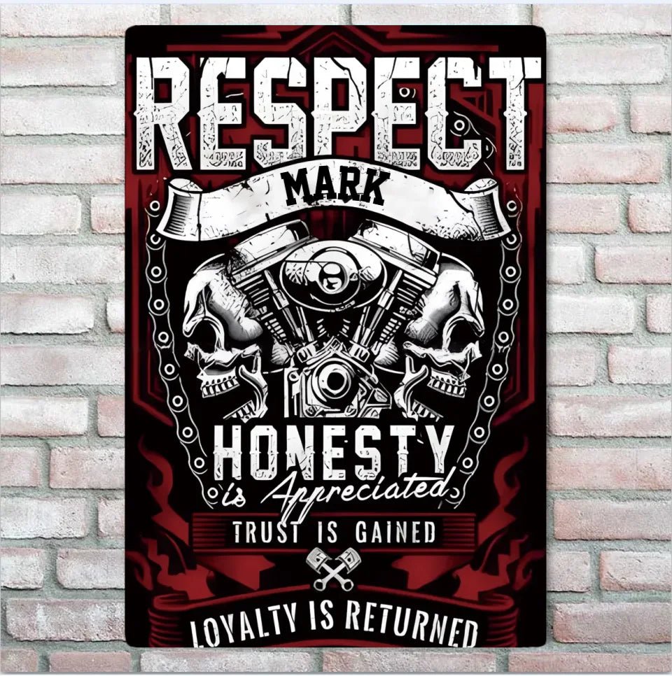 Firefighter Respect Metal Tin Sign Personalized Wall Plaque Decor close view