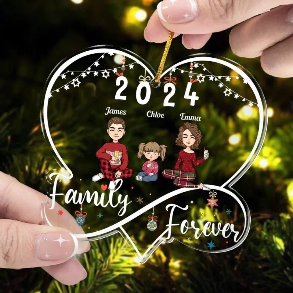 First Christmas As A Family Of Three - Personalized Acrylic Ornament 692035 - DiyGiftly