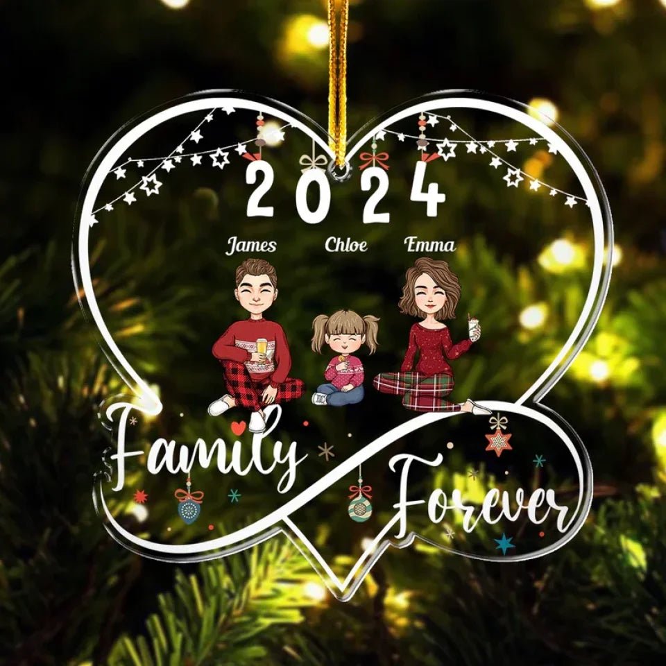 First Christmas As A Family Of Three - Personalized Acrylic Ornament 692035 - DiyGiftly