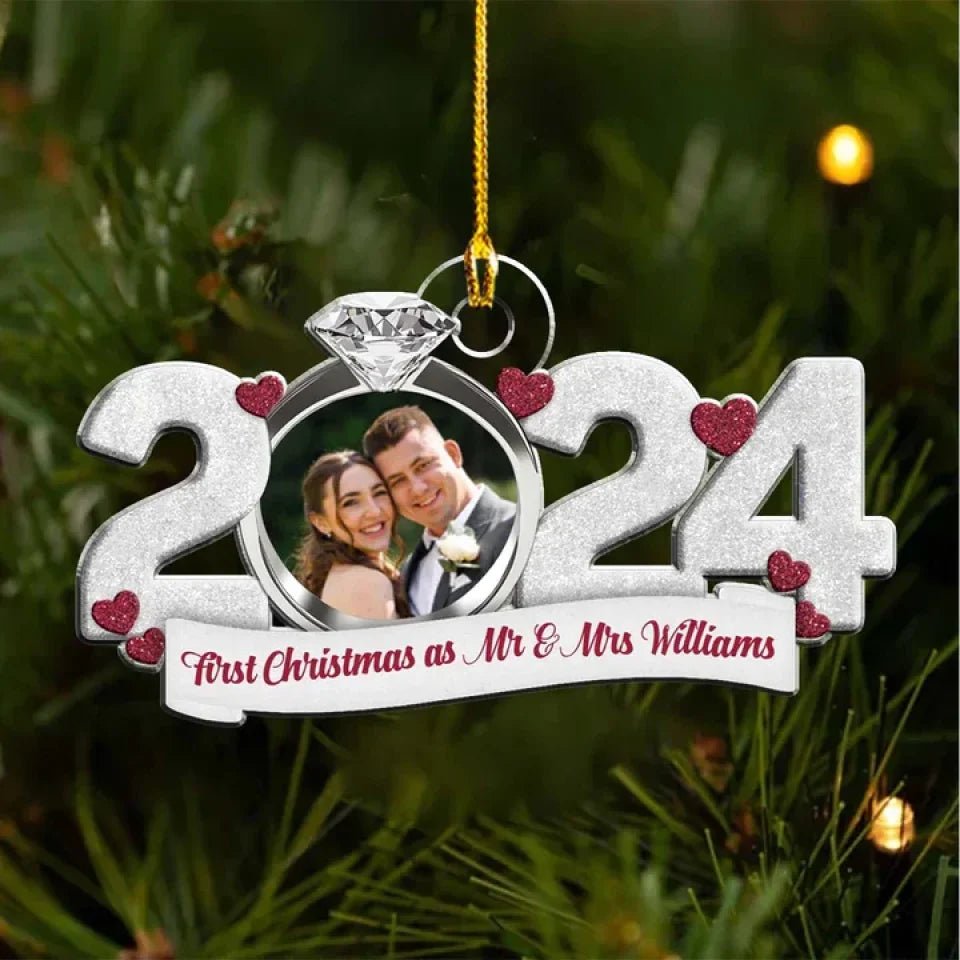 First Christmas As Mr And Mrs - Personalized Custom Acrylic Ornament 718843 - DiyGiftly