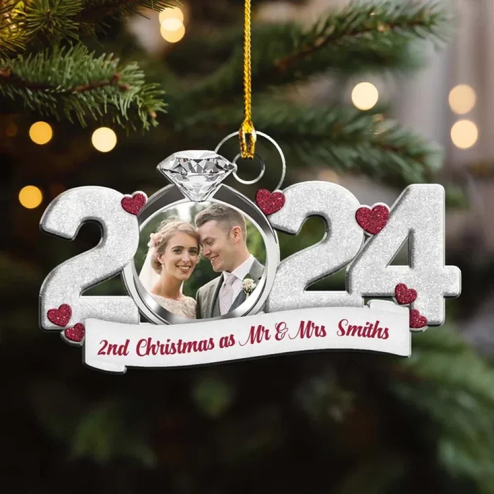 First Christmas As Mr And Mrs - Personalized Custom Acrylic Ornament 718843 - DiyGiftly
