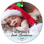 First Christmas - Personalized Custom Round Shaped Ceramic Photo Christmas Ornament - Upload Image, Gift For Family, Christmas Gift 677394 - DiyGiftly