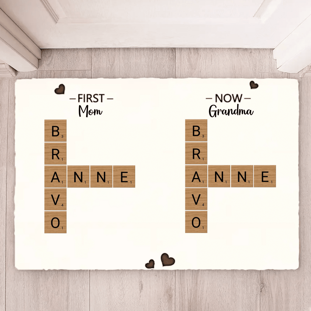 First Mom Now Grandma Crossword Puzzle Art Personalized Mat Christmas Gift For Grandma, Gift For Mom 715317 - D - DiyGiftly