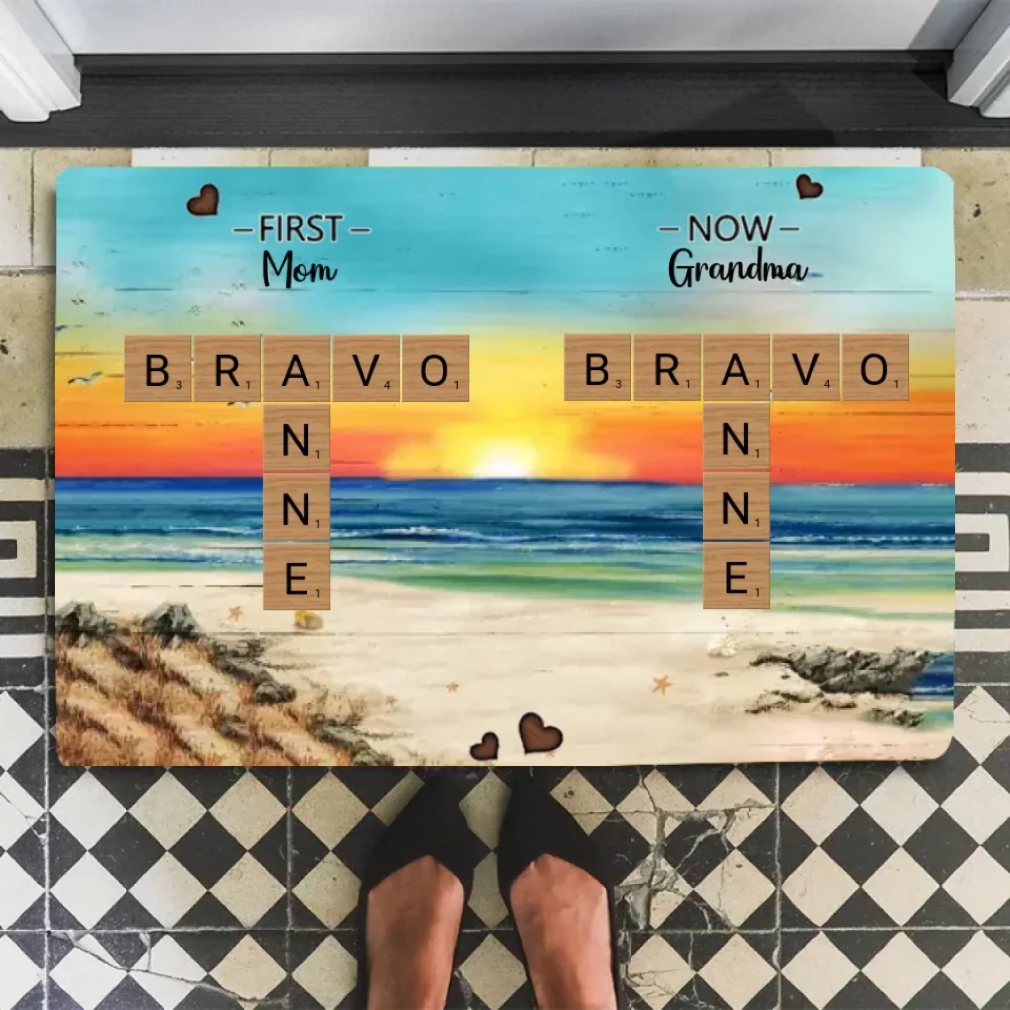 First Mom Now Grandma Crossword Puzzle Art Personalized Mat Christmas Gift For Grandma, Gift For Mom 715317 - D - DiyGiftly