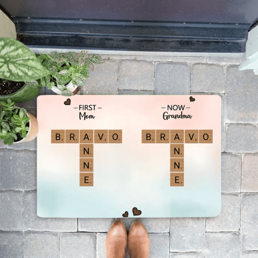 First Mom Now Grandma Crossword Puzzle Art Personalized Mat Christmas Gift For Grandma, Gift For Mom 715317 - D - DiyGiftly