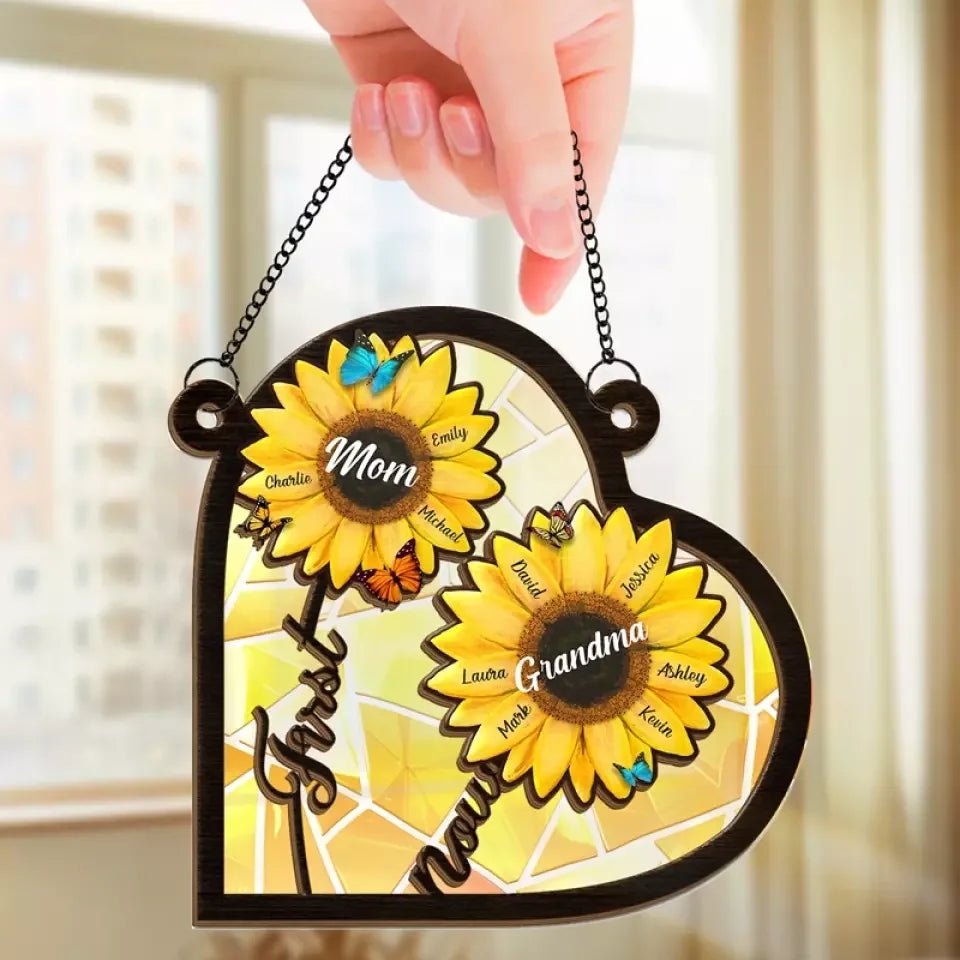 personalized family design window hanging suncatcher First Mom Now Grandma personalized window keepsake