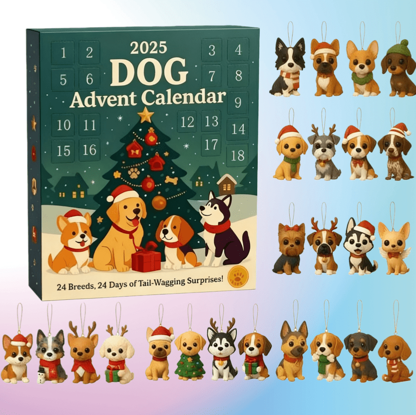 Flat Style Acrylic Cute Dog Christmas Countdown Calendar Gift Box – Perfect Holiday Present for Dog Lovers - DiyGiftly