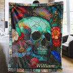 Floral Skull - Personalized Skull Blanket - Fleece & Sherpa Blanket - Perfect Gift For Friend 749850 - DiyGiftly