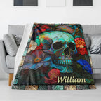 Floral Skull - Personalized Skull Blanket - Fleece & Sherpa Blanket - Perfect Gift For Friend 749850 - DiyGiftly