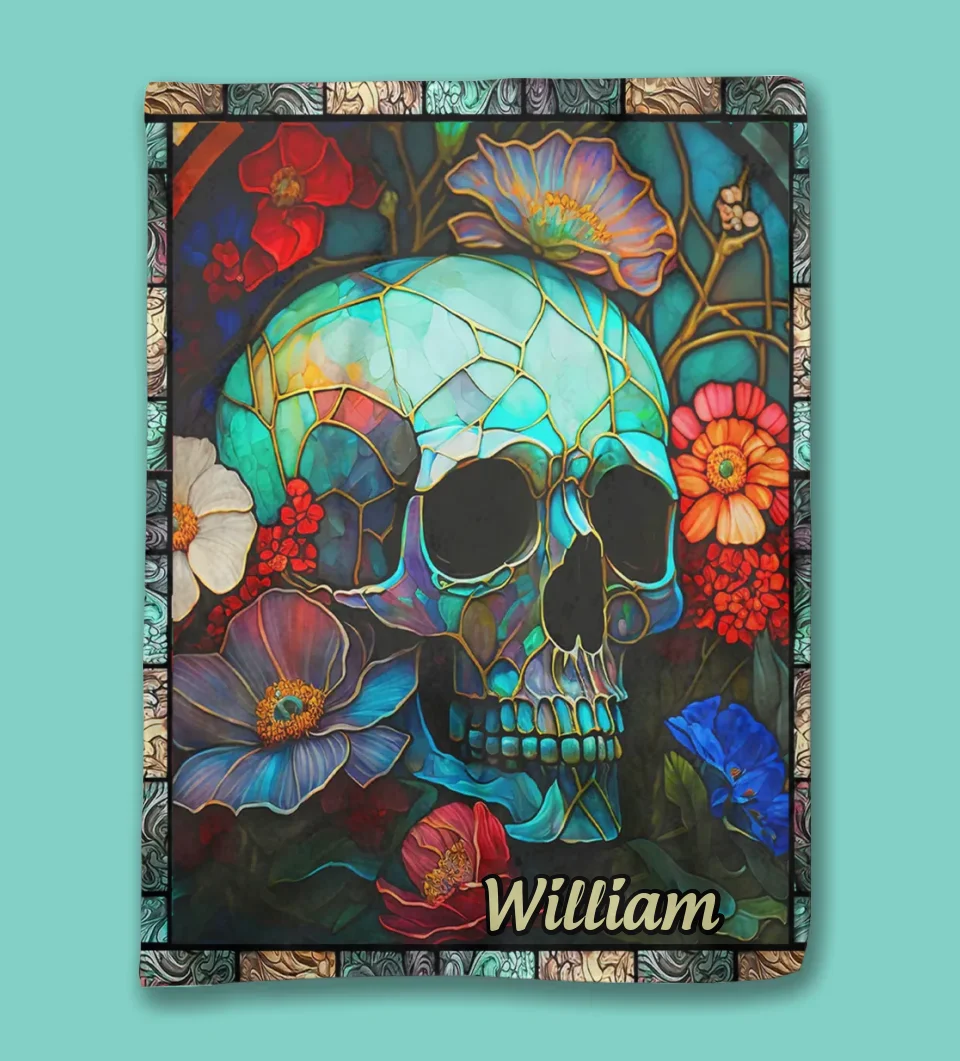 Floral Skull - Personalized Skull Blanket - Fleece & Sherpa Blanket - Perfect Gift For Friend 749850 - DiyGiftly