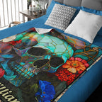 Floral Skull - Personalized Skull Blanket - Fleece & Sherpa Blanket - Perfect Gift For Friend 749850 - DiyGiftly