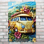 Floral Van Peace Sign - Personalized Hippie Rectangle Metal Sign 736466 - 736479 - DiyGiftly