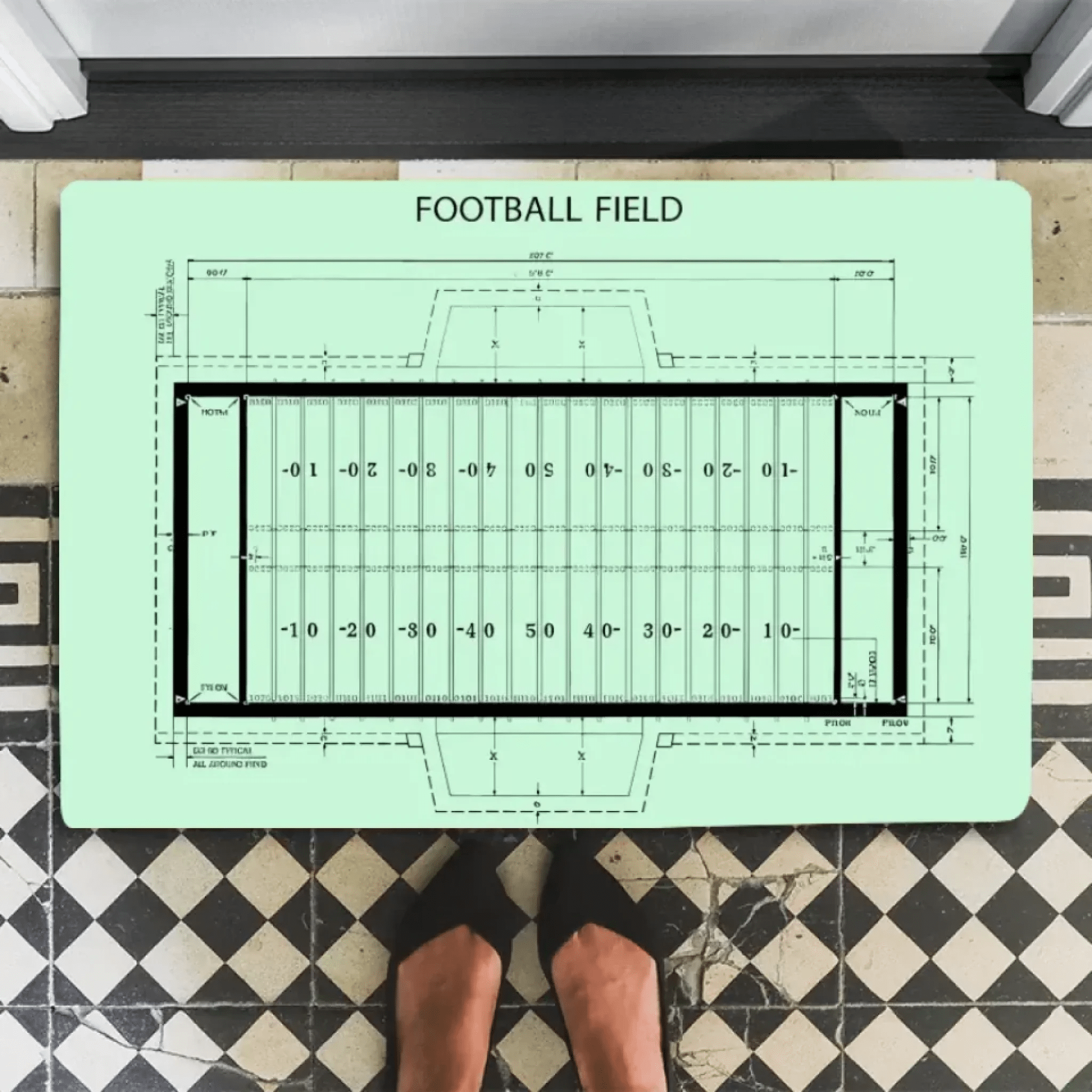 Football Field Doormat, American Football, Field Diagram, Football Coach Gift, Player Gifts 740789 - D - DiyGiftly