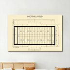 Football Field Print, American Football, Field Diagram, Superbowl Art, Dorm Decor, Football Coach Gift, Player Gifts 740789 - 740800 - DiyGiftly