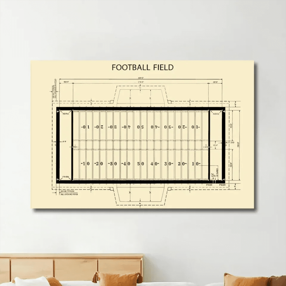 Football Field Print, American Football, Field Diagram, Superbowl Art, Dorm Decor, Football Coach Gift, Player Gifts 740789 - 740800 - DiyGiftly