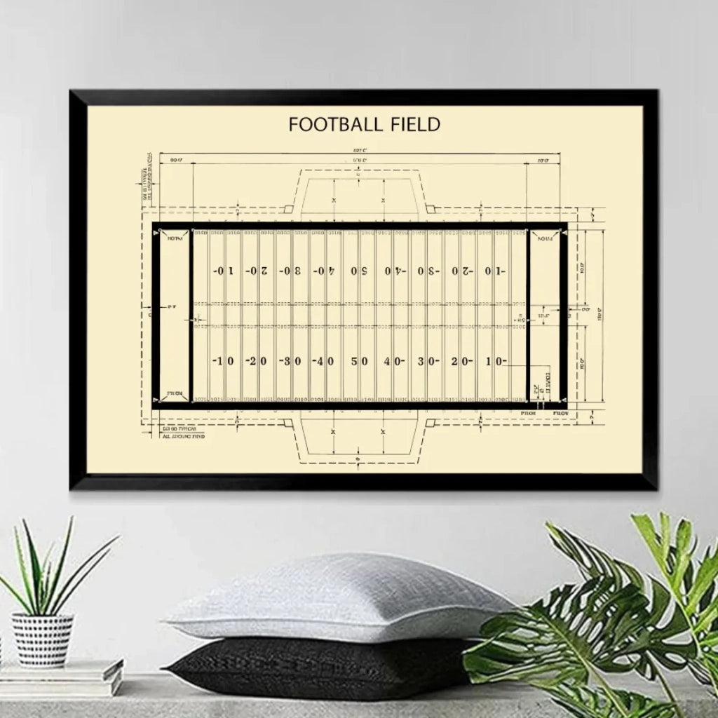 Football Field Print, American Football, Field Diagram, Superbowl Art, Dorm Decor, Football Coach Gift, Player Gifts 740789 - 740800 - DiyGiftly