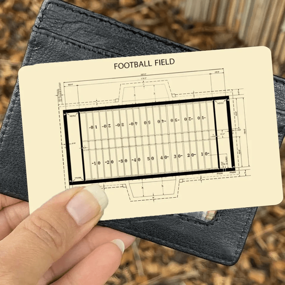 Football Field Wallet Card, American Football, Field Diagram, Football Coach Gift, Player Gifts 740800 - Q - DiyGiftly
