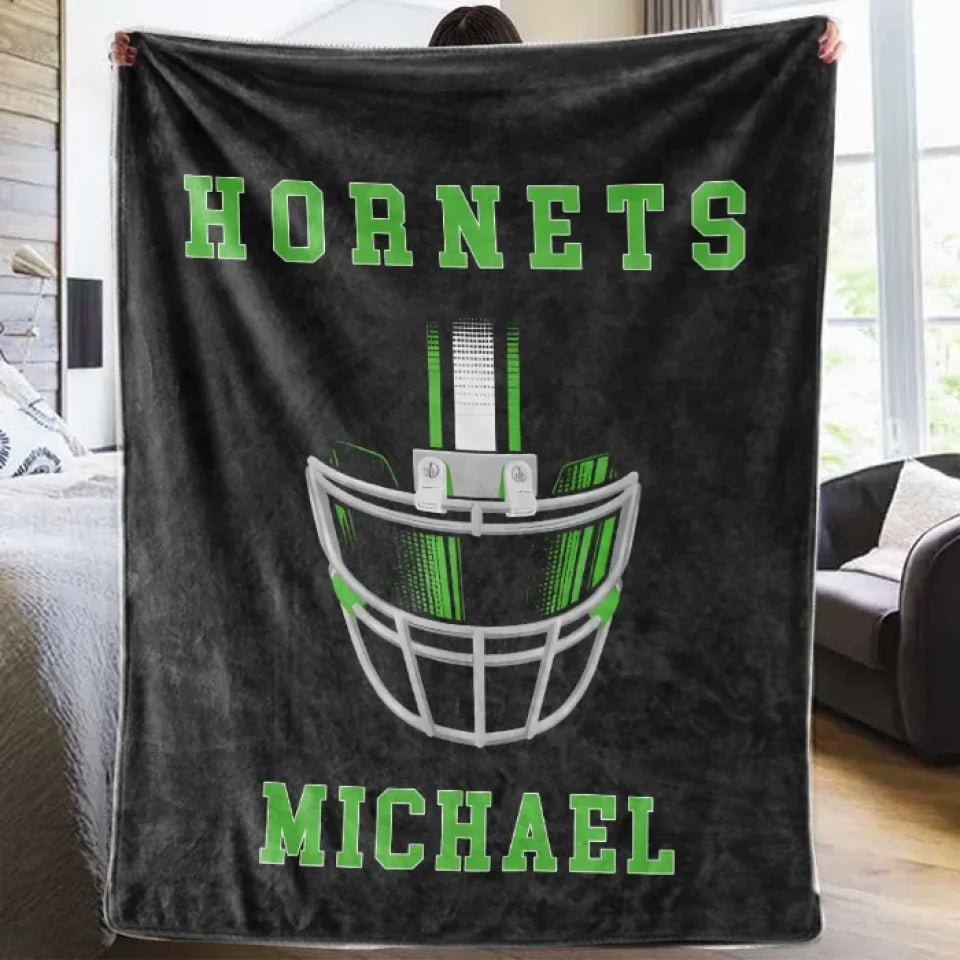 Football Helmet - Custom Name Blanket Personalized - Multiple Sizes & Styles - Gift for Football Players - Personalized Fan Gear 741116 - DiyGiftly