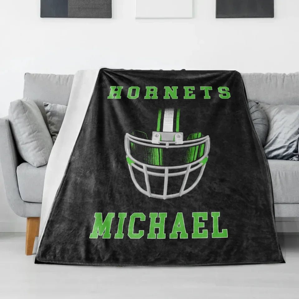 Football Helmet - Custom Name Blanket Personalized - Multiple Sizes & Styles - Gift for Football Players - Personalized Fan Gear 741116 - DiyGiftly