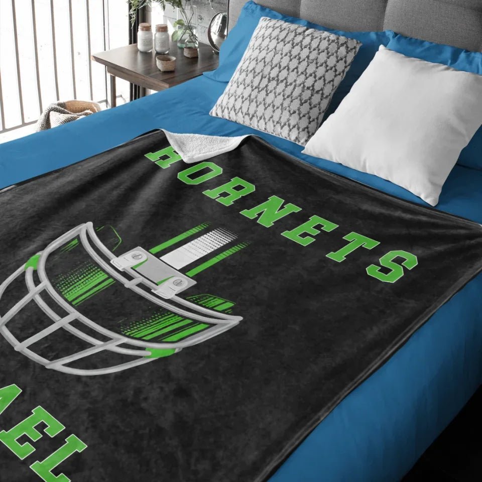 Football Helmet - Custom Name Blanket Personalized - Multiple Sizes & Styles - Gift for Football Players - Personalized Fan Gear 741116 - DiyGiftly