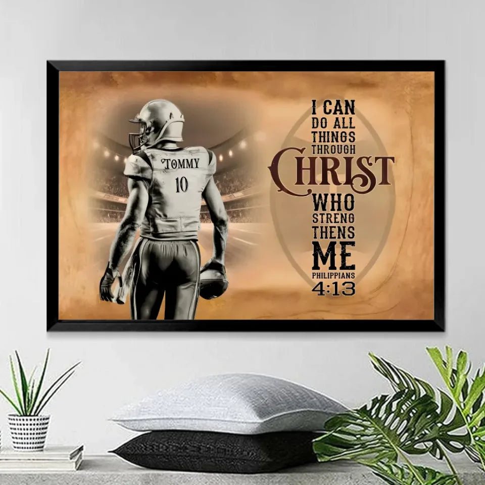 Football I Can Do All Things Through Christ - Personalized Canvas 736947 - 737084 - DiyGiftly