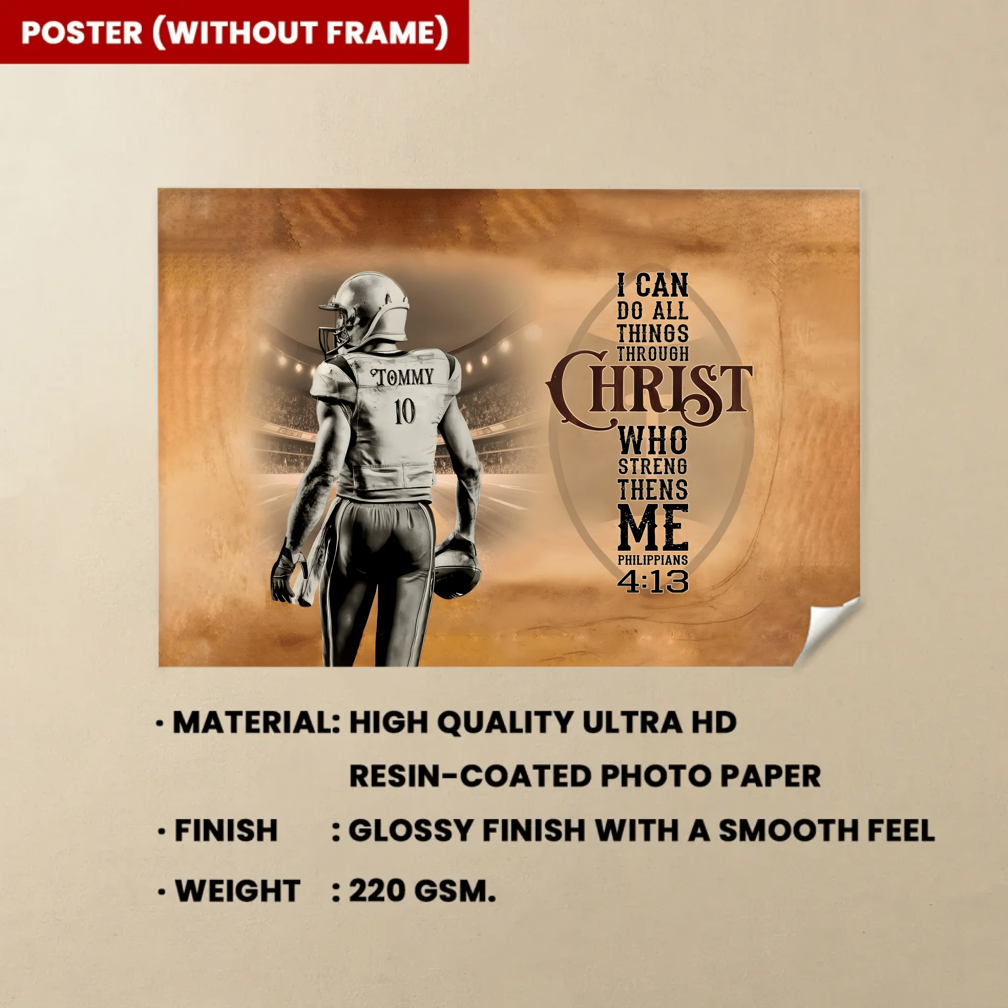 Football I Can Do All Things Through Christ - Personalized Canvas 736947 - 737084 - DiyGiftly