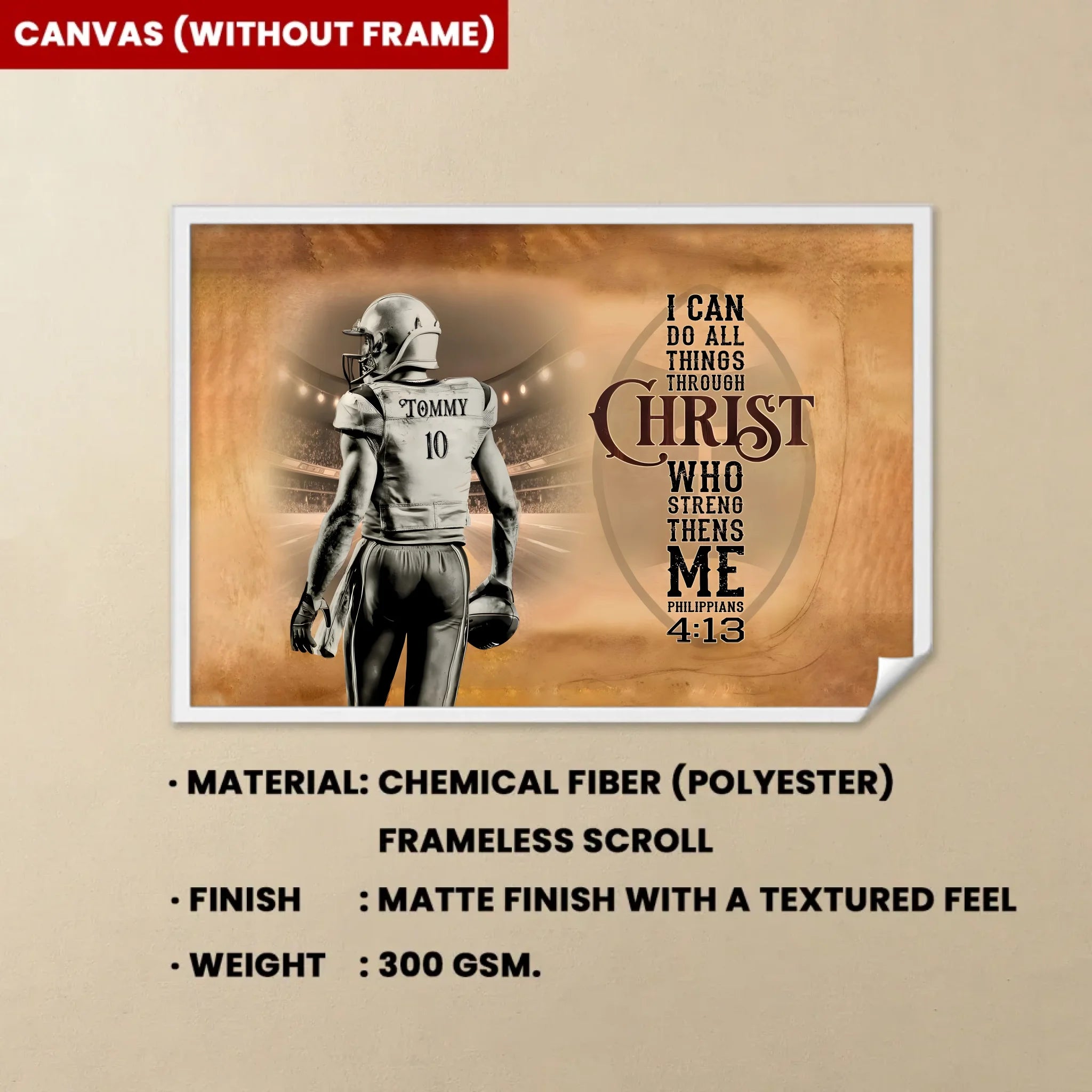 Football I Can Do All Things Through Christ - Personalized Canvas 736947 - 737084 - DiyGiftly