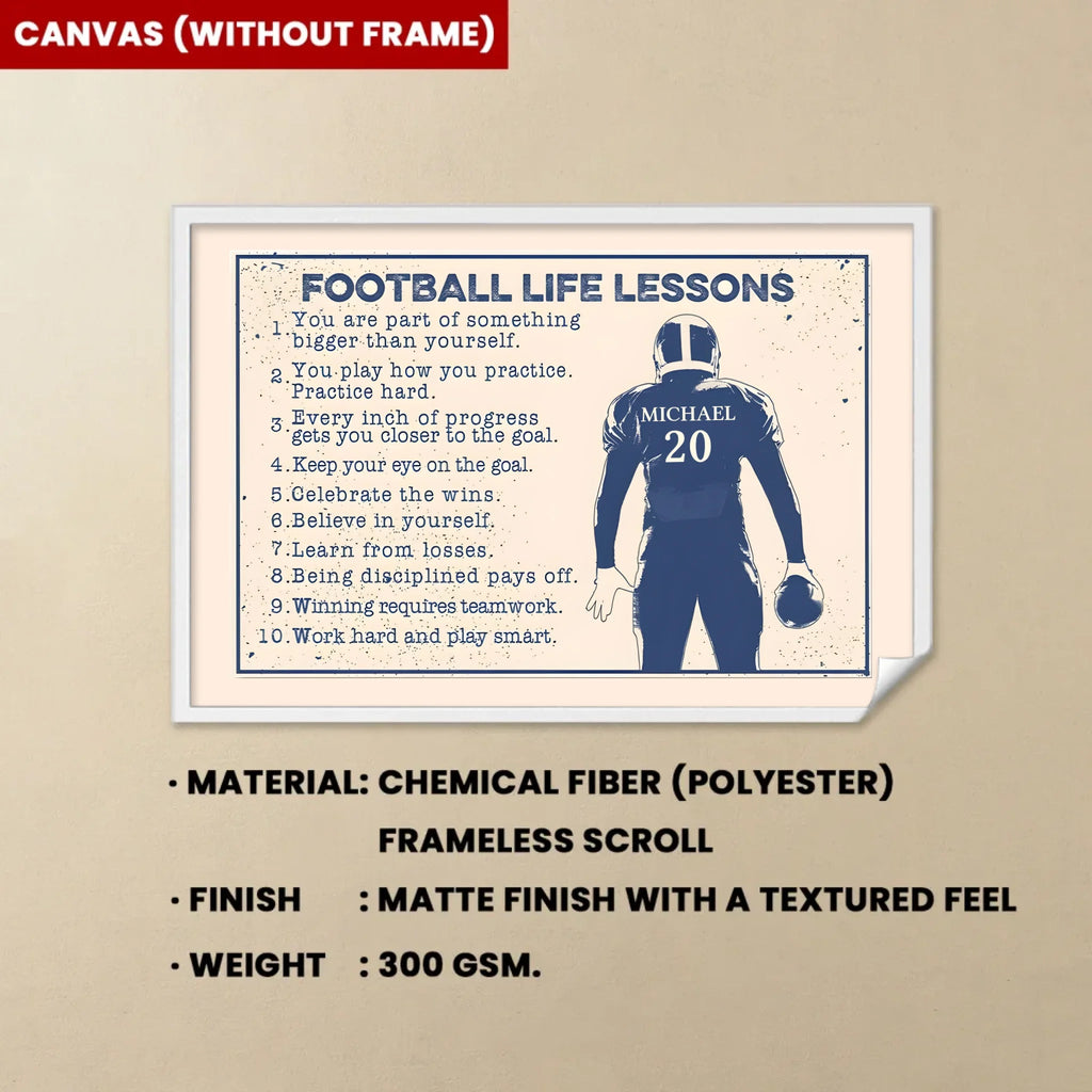 Football Life Lesson - Personalized Football Canvas And Poster 736940 - 736942 - DiyGiftly