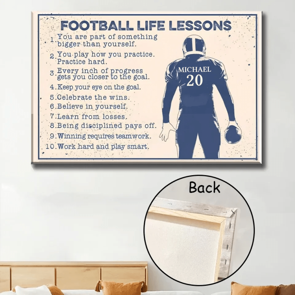 Football Life Lesson - Personalized Football Canvas And Poster 736940 - 736942 - DiyGiftly