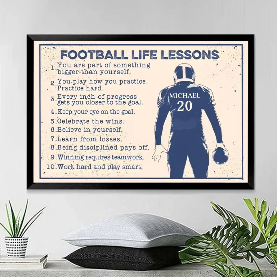 Football Life Lesson - Personalized Football Canvas And Poster 736940 - 736942 - DiyGiftly