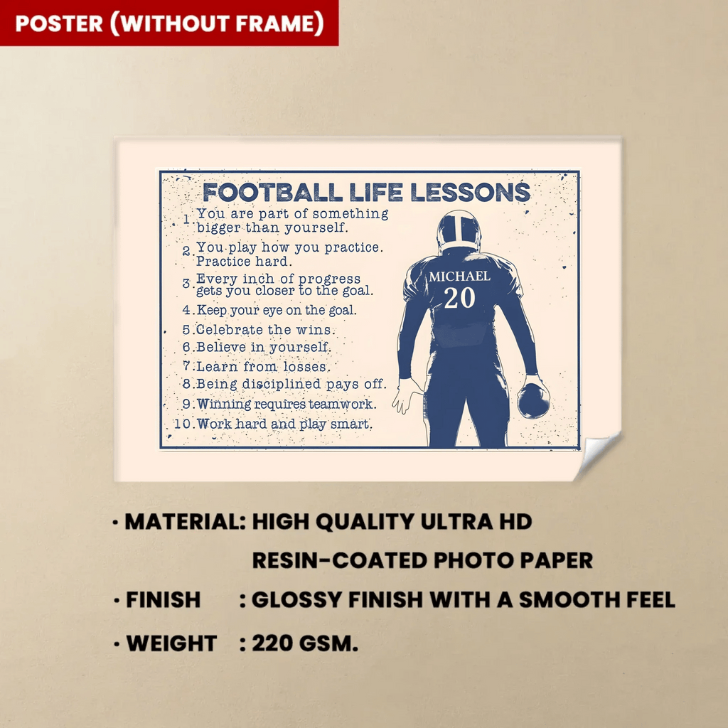 Football Life Lesson - Personalized Football Canvas And Poster 736940 - 736942 - DiyGiftly
