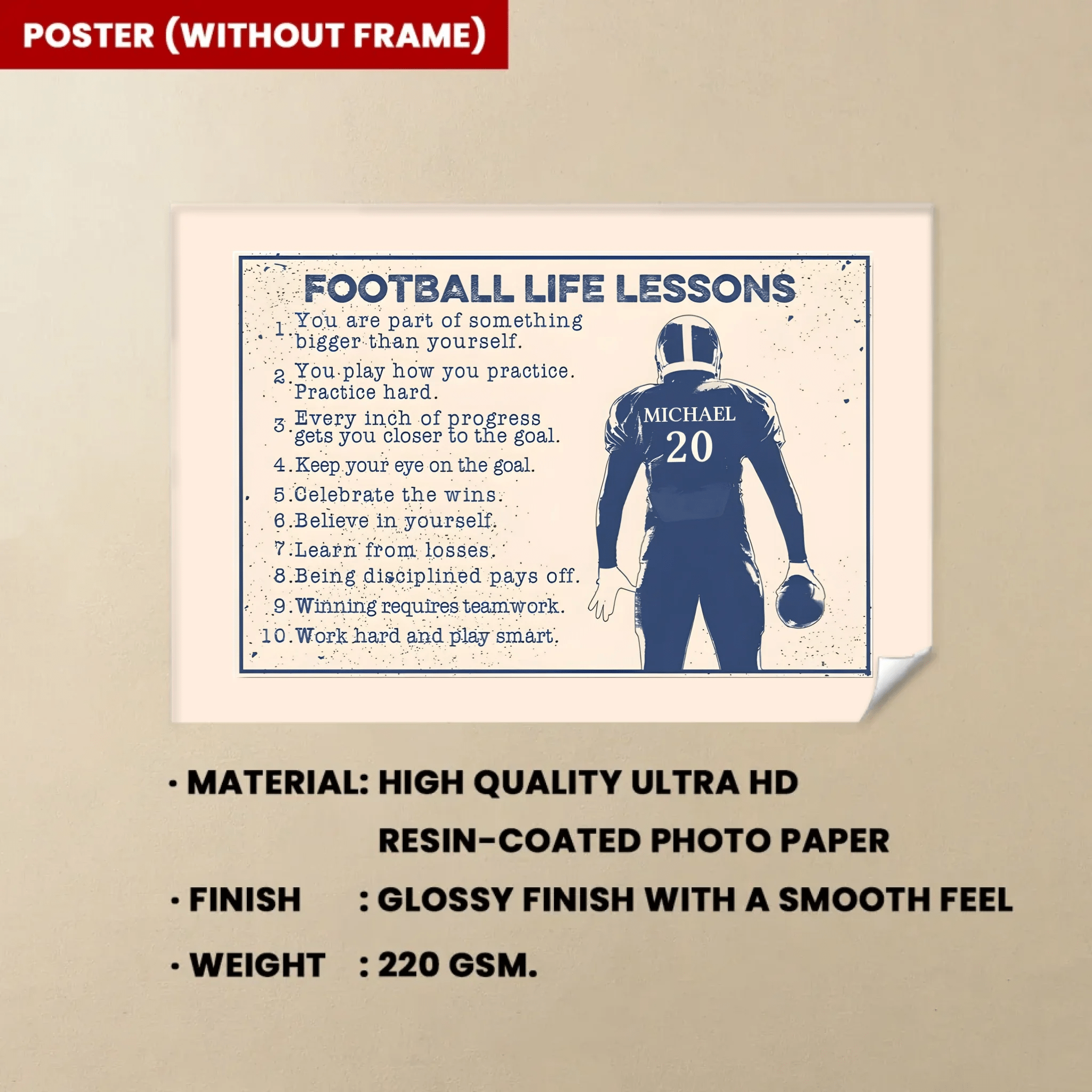 Football Life Lesson - Personalized Football Canvas And Poster 736940 - 736942 - DiyGiftly