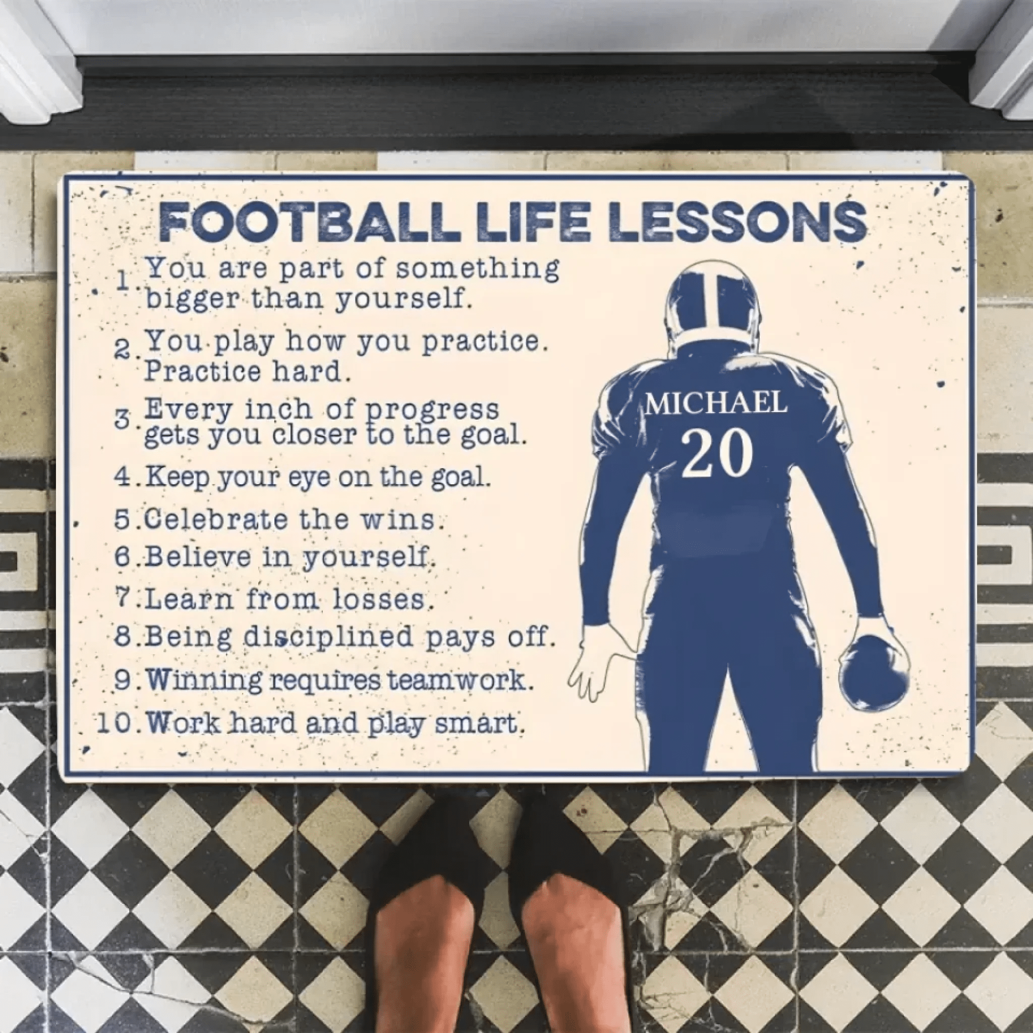 Football Life Lesson - Personalized Football Doormat 736940 - D - DiyGiftly