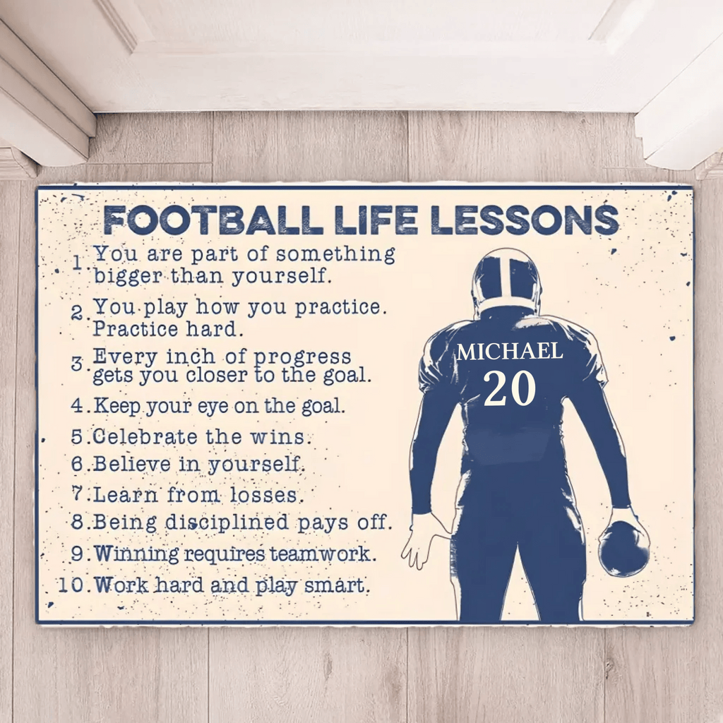 Football Life Lesson - Personalized Football Doormat 736940 - D - DiyGiftly