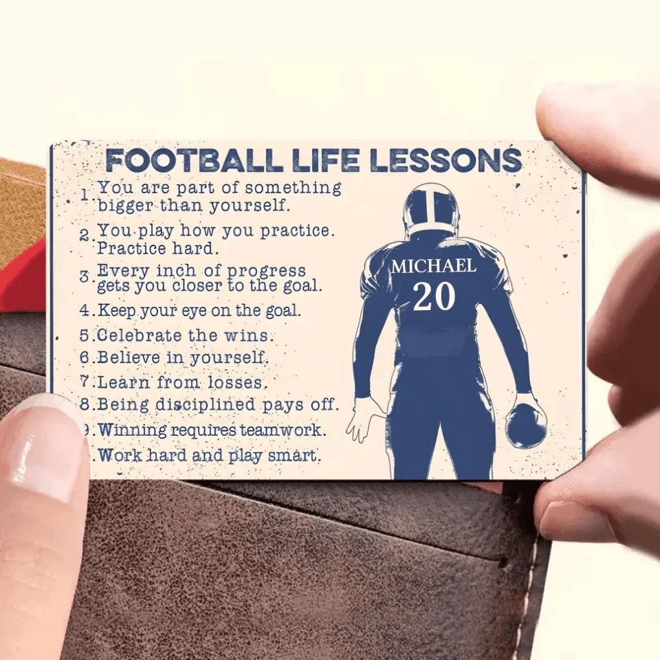 Football Life Lesson - Personalized Football Wallet Card 736940 - Q - DiyGiftly