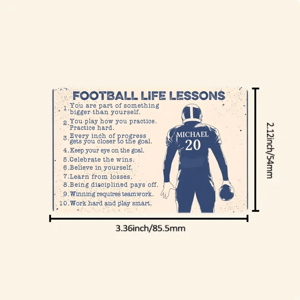 Football Life Lesson - Personalized Football Wallet Card 736940 - Q - DiyGiftly