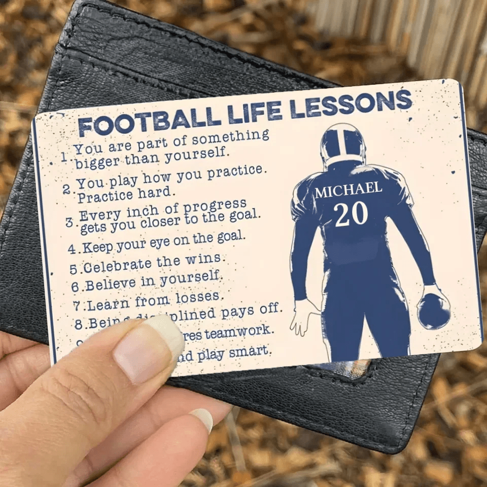 Football Life Lesson - Personalized Football Wallet Card 736940 - Q - DiyGiftly