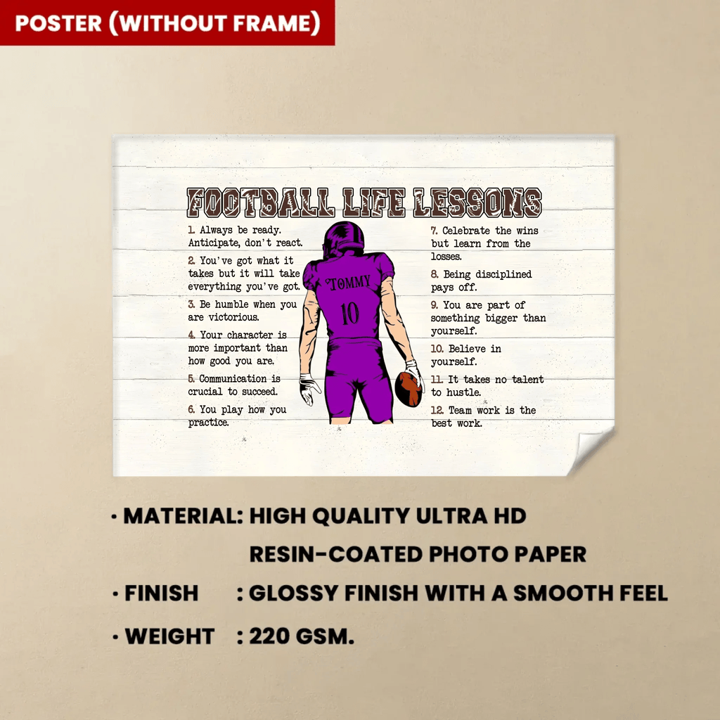 Football Life Lessons - Personalized Canvas, Football Player Gift 736449 - 736919 - DiyGiftly