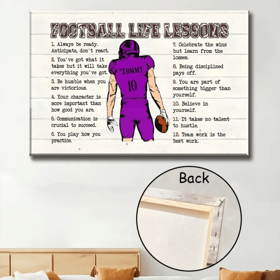Football Life Lessons - Personalized Canvas, Football Player Gift 736449 - 736919 - DiyGiftly