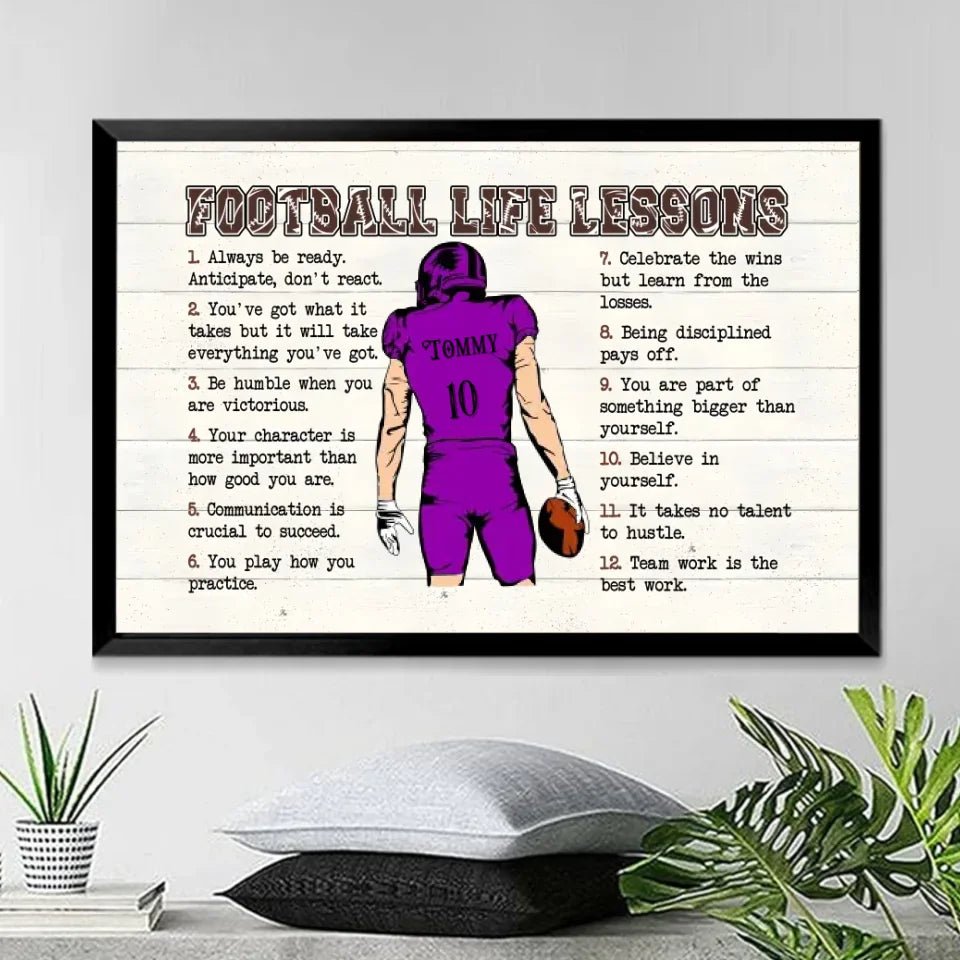 Football Life Lessons - Personalized Canvas, Football Player Gift 736449 - 736919 - DiyGiftly