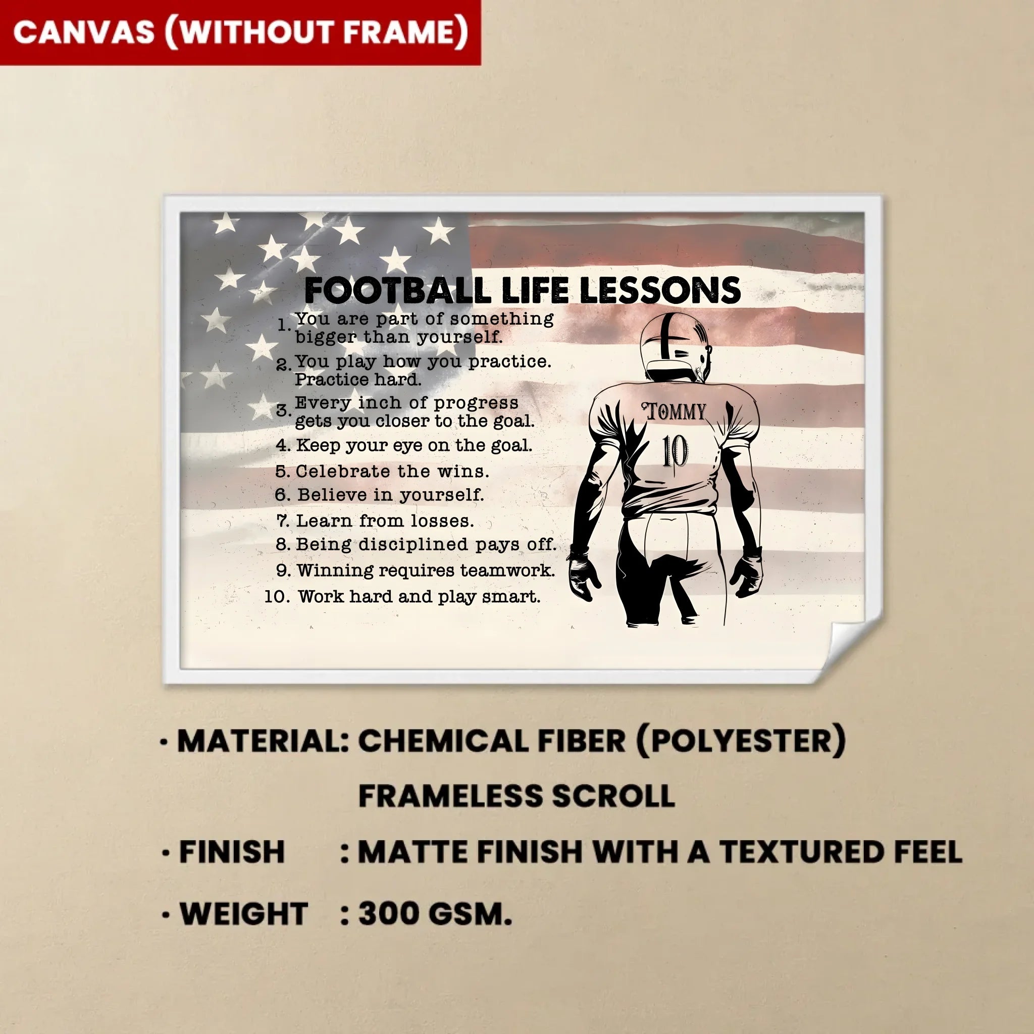 Football Life Lessons - Personalized Canvas, Gift for Football Players 736931 - 736944 - DiyGiftly