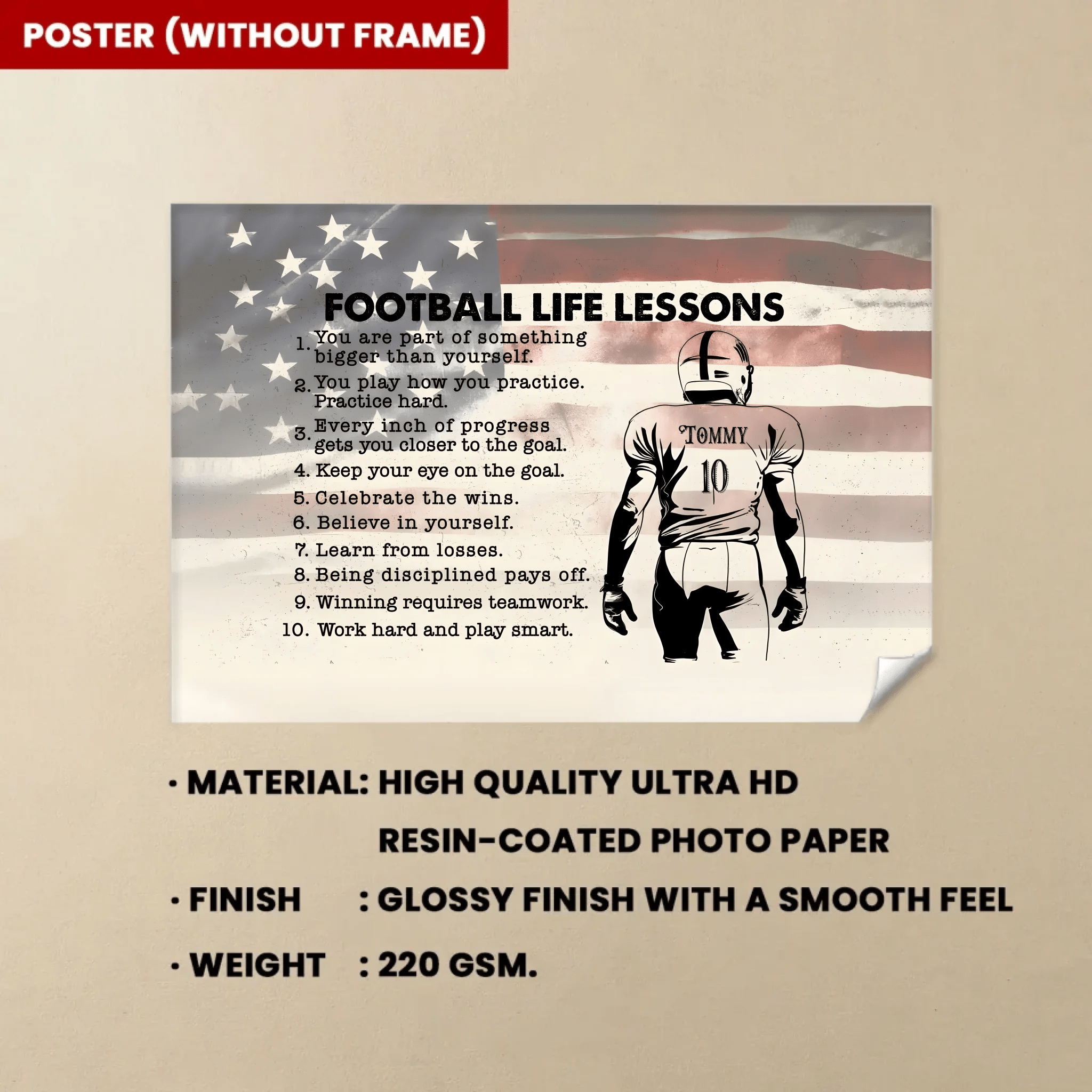 Football Life Lessons - Personalized Canvas, Gift for Football Players 736931 - 736944 - DiyGiftly